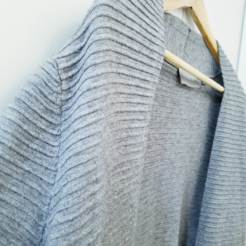 Cyrus | Grey Ribbed Cardigan Sweater - Picture 2 of 6